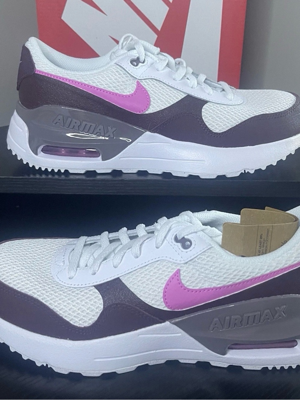 Nike Air Max 7Y White and Purple Running Shoes with Pink Swoosh